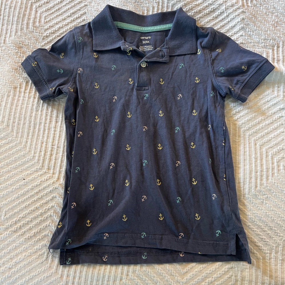 Carter's Blue Nautical Pattern Polo Shirt 3T‎